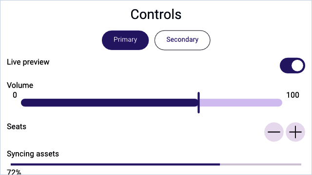 WaterUI controls preview with buttons toggle slider stepper and progress